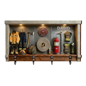 Celebrate Your Personal Hero, Key Holder, Gift For Firefighters and Families, Personalized Fire Department Key Rack, Wall Mounted Home Decor, Hero Appreciation Gift, Custom Firefighter Gifts