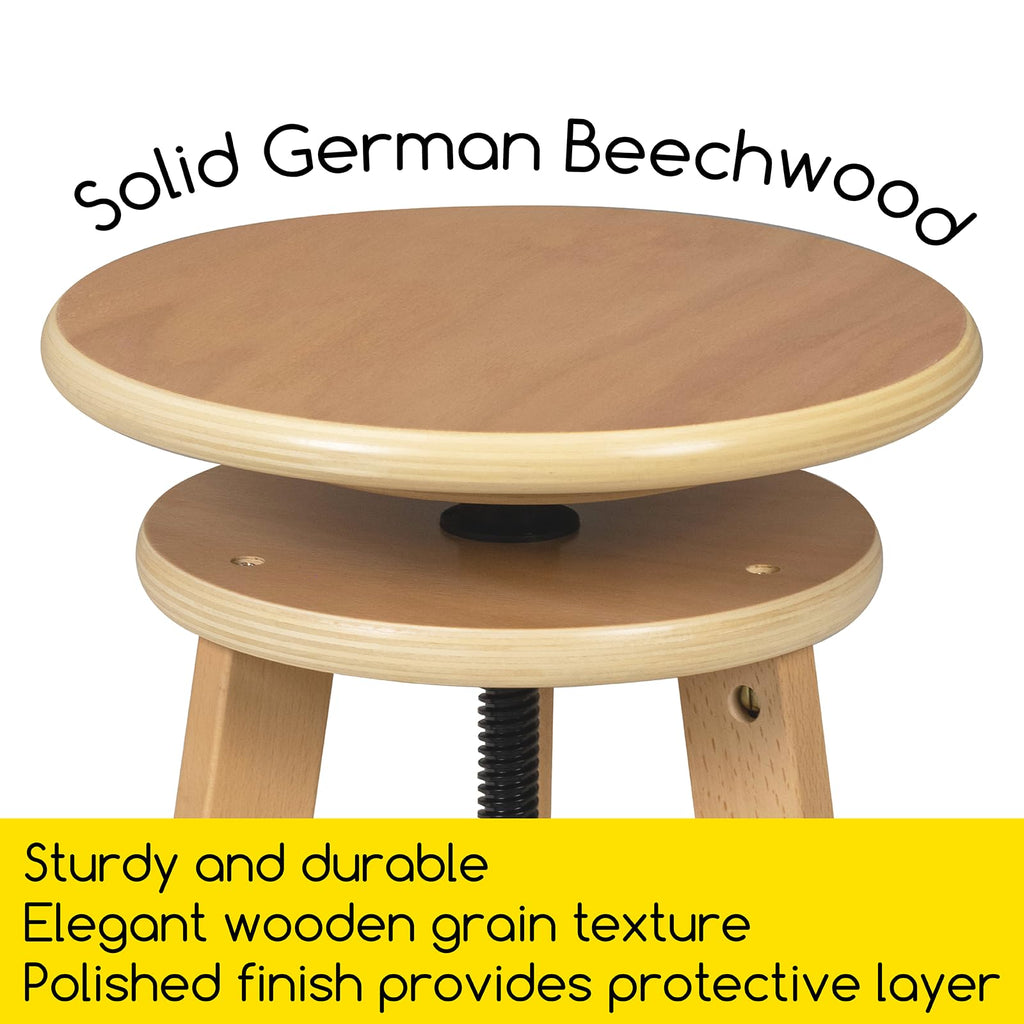 Meeden Artist Wooden Drafting Stool: Adjustable Height Art Stool for Studio, 26 inches, Natural