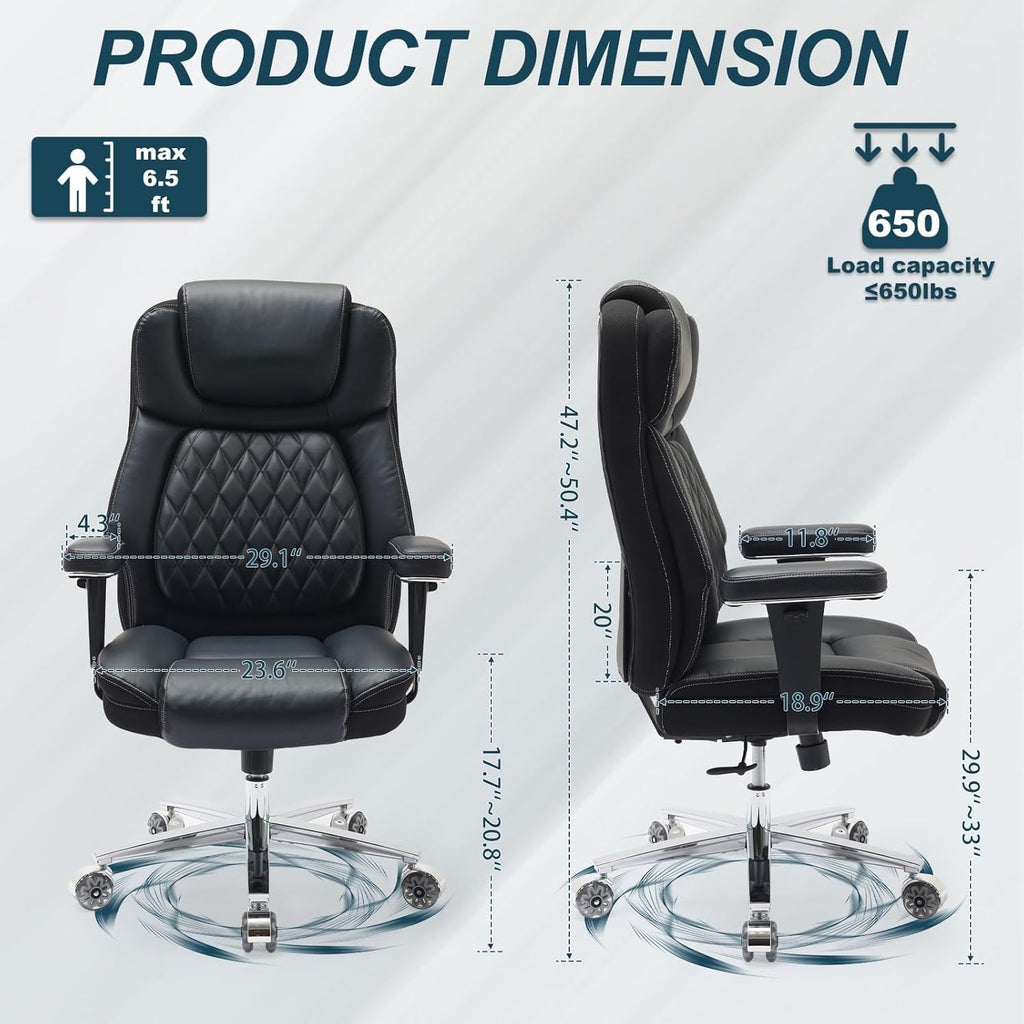 Estevo Big and Tall Office Chair, 650lbs Capacity Wide Office Chair for Heavy People, Ergonomic High Back Office Chair with Upgraded Quiet
