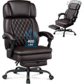 400lbs Executive Office Chair with Foot Rest for Heavy People, Ergonomic Big and Tall Desk Chair with Adjustable Headrest, High Back Pu Leather
