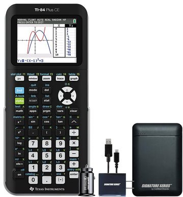Texas Instruments TI-84 Plus CE Graphing Calculator, Black | Color Screen, Built-in Apps, Included Software, Test-Permitted, for Math, Science and Finance | Signature Series Power Bundle