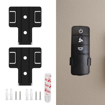2PCS Fan Remote Holder Wall Mount for Hampton Bay Home Decorators Collectio | Compatible With A25-TX028,TX028C-L, TX028C-S, TX028-S, TR220A, KUJCE10318, RC-72T, RC-73T ,Self Adhesive Holder (Black)