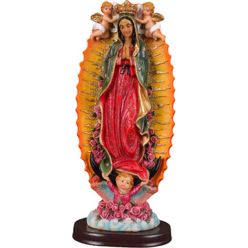 ASTARIKO Our Lady of Guadalupe Statue 12.4 Inch - Large Catholic Virgin Mary Figurine with Crowning Angels, Resin Virgen de Guadalupe Religious Gifts for Home Altar, Mothers & Quinceañera