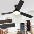 42 Inch Flush Mount Ceiling Fan with Light, DC Motor, Remote & APP Control, 2700K-6500K Stepless Dimming, Reversible 6 Speeds, 5800 CFM Quiet Ceiling Fan for Bedroom Living Room