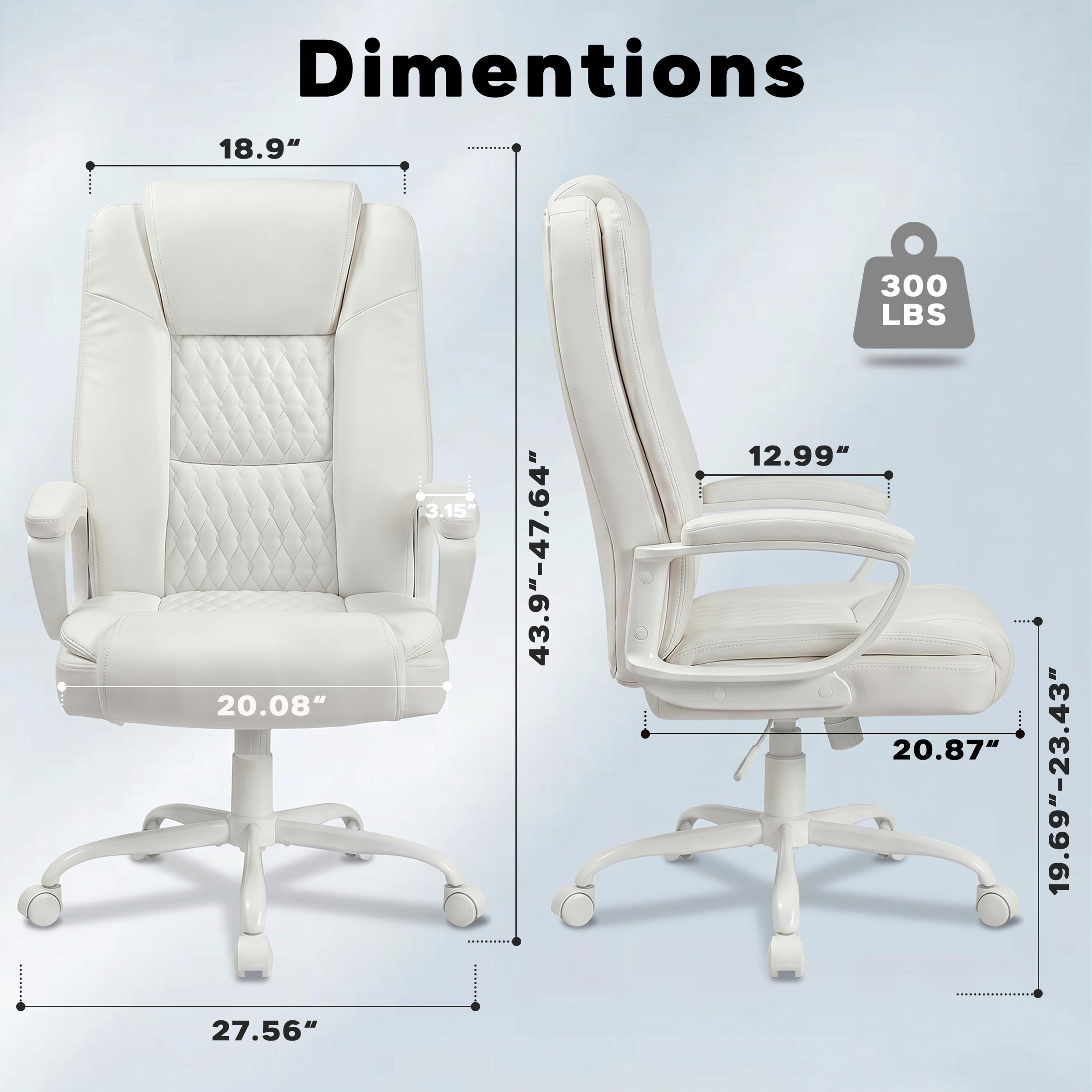 Vendorz Executive Office Chair, High Back Ergonomic Desk Chair with Lumbar Support, Adjustable Big and Tall Computer Chair, 360° Swivel, Pu