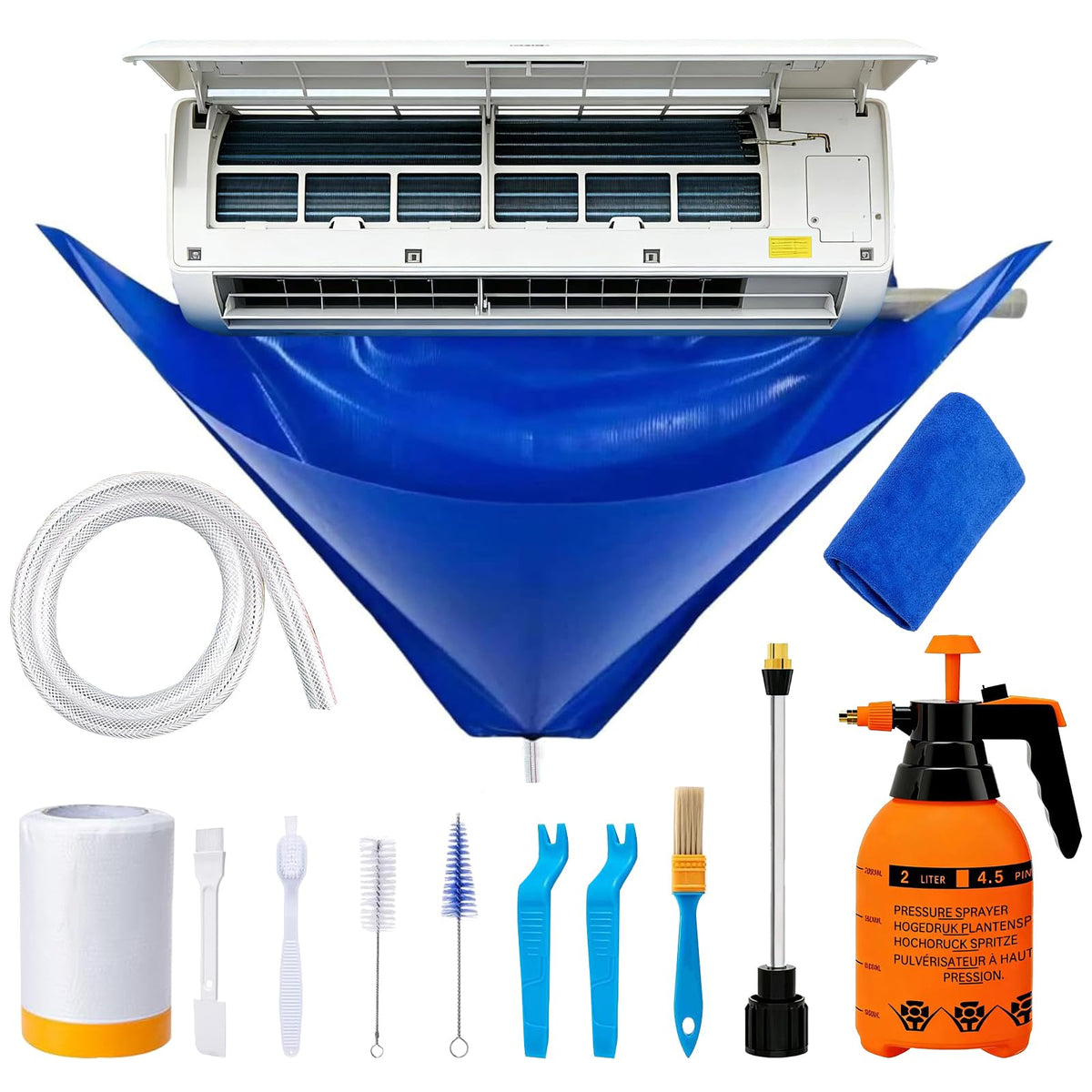 Mini Split Cleaning Kit - Mini Split Cleaning Bag - Reusable Air Conditioner Cleaning Kit - Waterproof and Leakproof - AC Cleaning Bag Fits Systems 27in - 37in Long