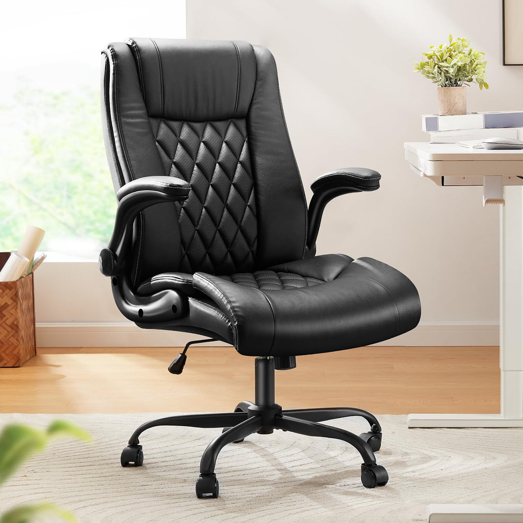 Marsail Office Chair Ergonomic Desk-chair: Mesh Back Computer Chair with Pu Leather Seat,adjustable Lumbar Support&flip-up Armrests,ergonomic