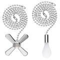 Ceiling Fan Pull Chain Extender, 24-inch Extra Long with Decorative Frosted Glass Bulb and Fan Cord, Fit All Standard 3mm Diameter Ceiling Fans and Light Fixtures Factory Pull