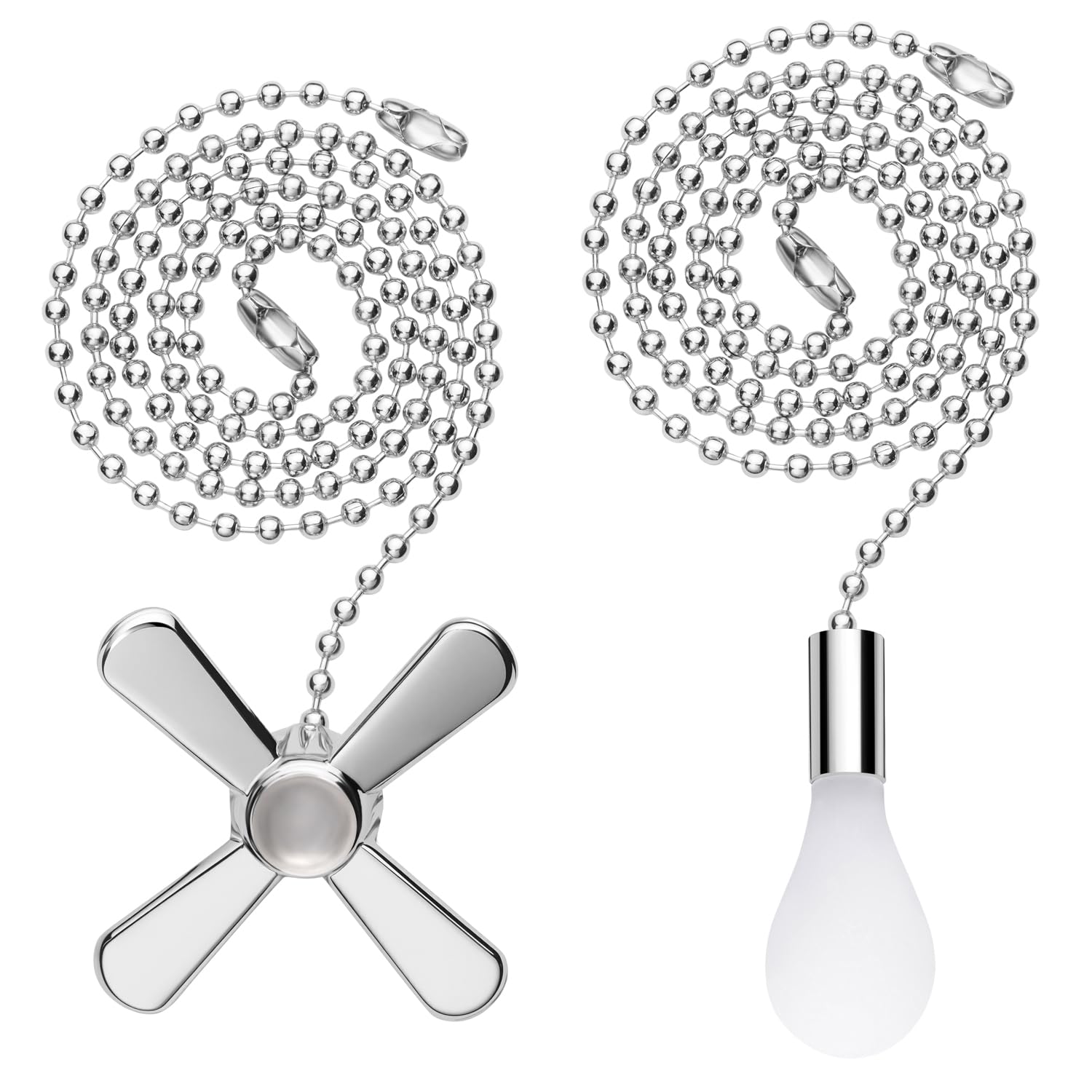 Ceiling Fan Pull Chain Extender, 24-inch Extra Long with Decorative Frosted Glass Bulb and Fan Cord, Fit All Standard 3mm Diameter Ceiling Fans and Light Fixtures Factory Pull