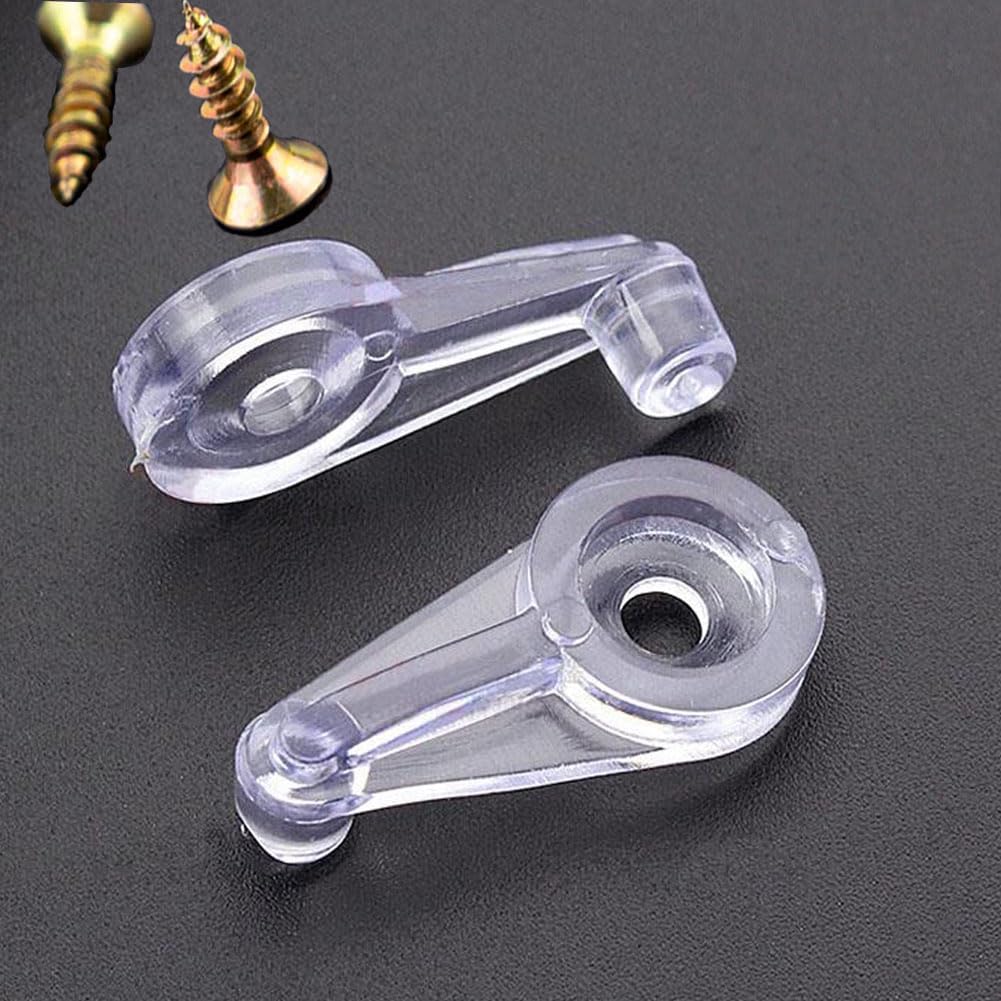 Cabinet Door Glass Retainer Clips Kit, Plastic, Clear, Offset 4mm, with Screws (Pack of 20) | Easy to use, hold glass in place, good replacements, work well and effectiveness with mirrors and cabinet glass