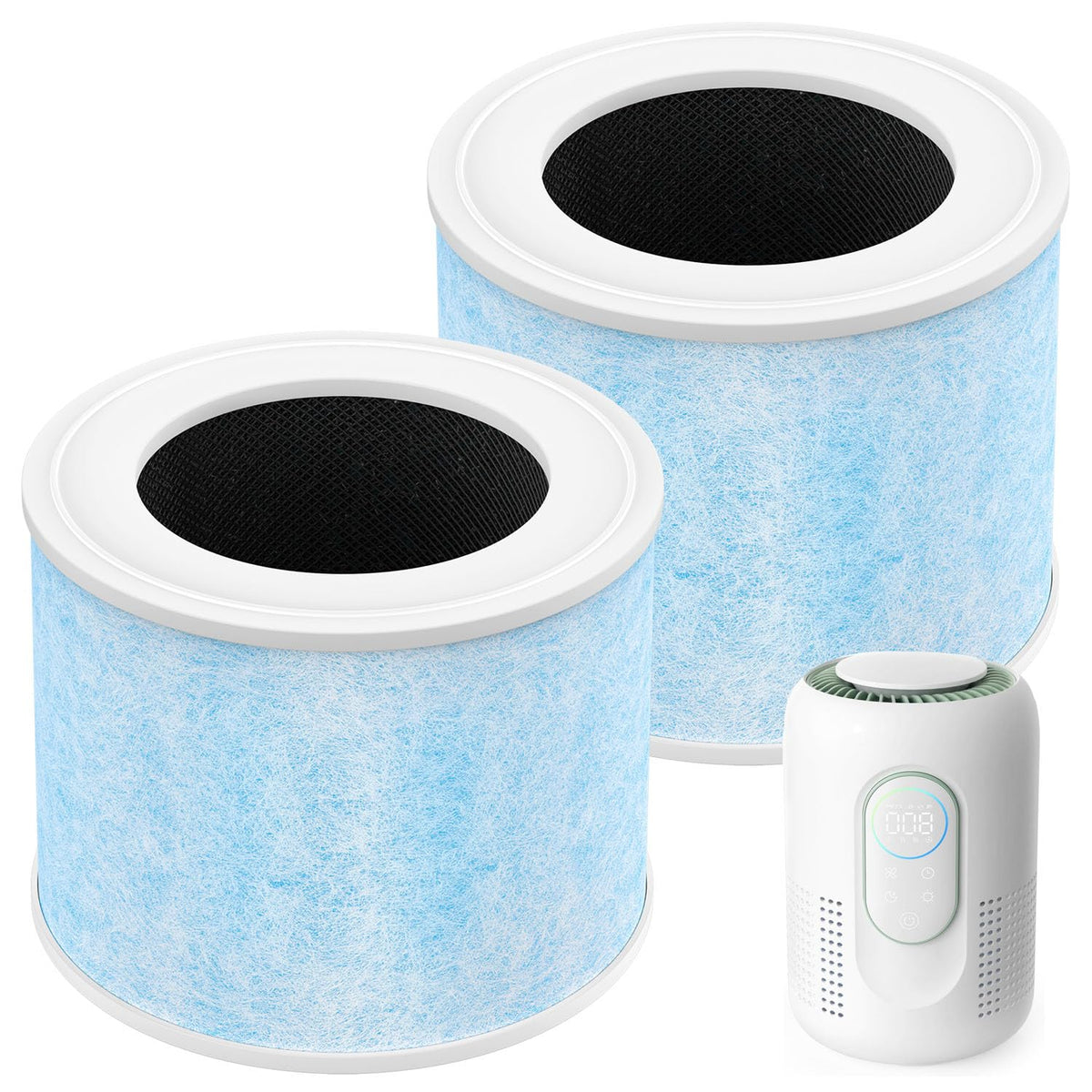 4-in-1 Air Filter Compatible with Momcozy Nursery Air Purifier, H13 True HEPA Filter with Activated Carbon, 2 Pack