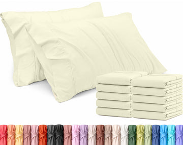 Pillow Cases King Size Set of 12, Ultra Soft Comfy Pillow Covers, Ivory