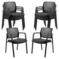 Clatina Mesh Back Stacking Arm Chairs with Upholstered Fabric Seat and Ergonomic Lumber Support for Office School Church Guest Reception Grey