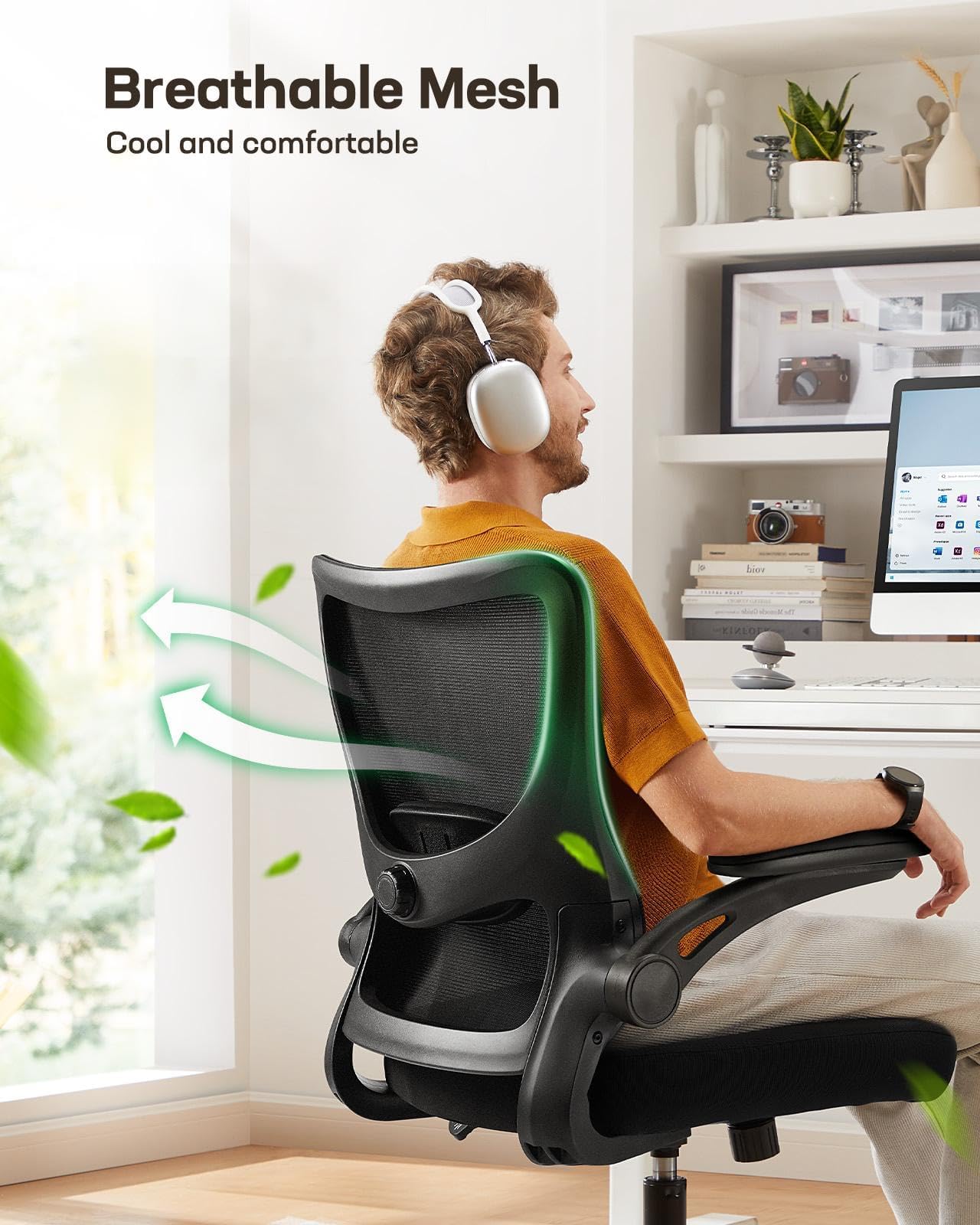 Marsail Drafting Chair, Tall Office Chair with 2d Lumbar Support, Standing Desk Chair,high Office Chair with Padded Flip-up Armrests &