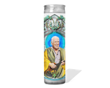 Saint Jimmy Patron Saint of Buffett - Celebrity Prayer Candle : Unscented | 8 inch Glass Prayer Votive - Handmade in USA | Funny Gift Idea