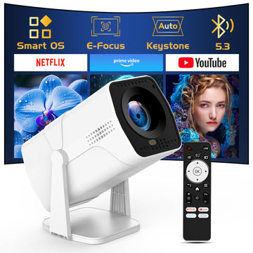 ?Netflix App Available?TMY Projector with Built in Apps, 1080P Movie Projector with WiFi and Bluetooth, 270° Rotatable Outdoor Projector for Phone/PC/HDMI/USB (white)
