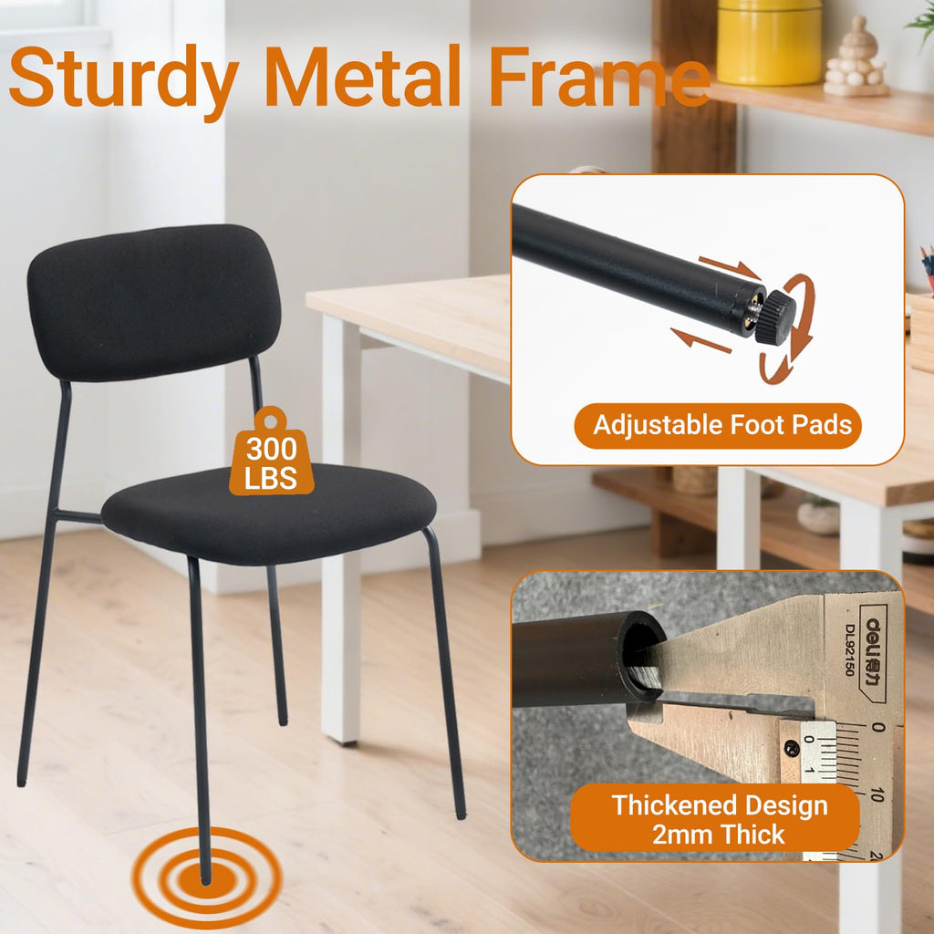 Sidanli Stackable Waiting Room Chairs, Armless Upholstered Guest Chairs Set of 4 with Comfotable Cushion for Conference Reception Break Room