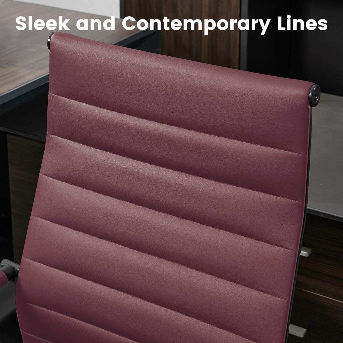 Seanail Office Desk Chair Leather, Conference Room Chairs with Wheels, Modern Executive Computer Guest Chairs with Arms., Burgundy
