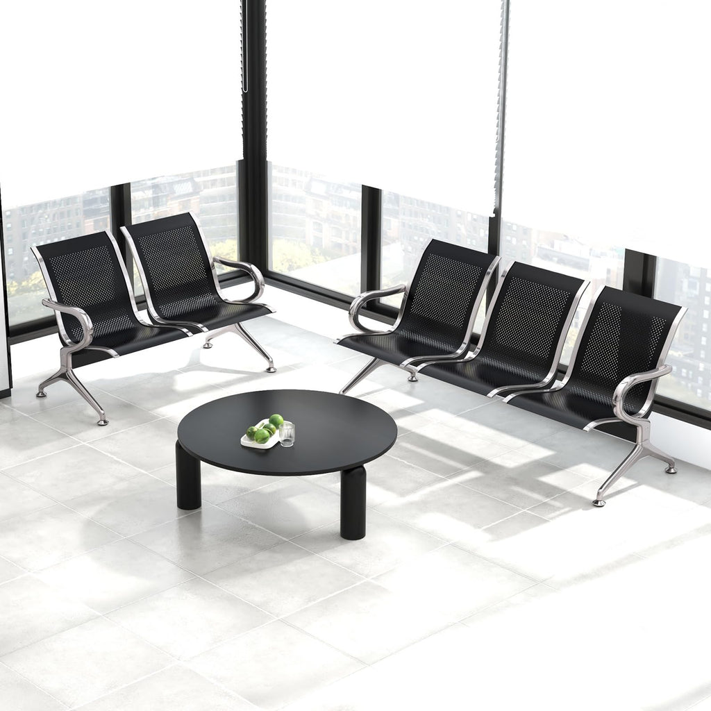 Buenotoys Waiting Room Chair Bench - 5-seat Waiting Room Bench with Arms Airport Reception Bench Guest Reception Chairs Lobby Bench Waiting