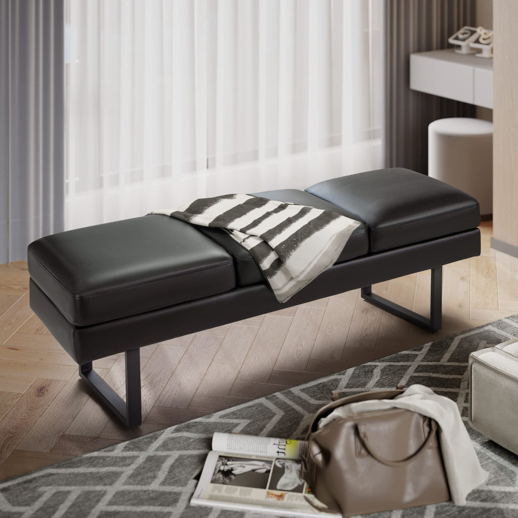 Furmax Waiting Room Chairs - 59.6 Inches Faux Leather Office Guest Conference Room 3 Seats Upholstered Reception Bench, Lobby Furniture for