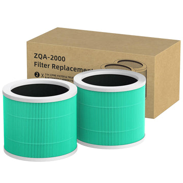 2 Pack ZQA?2000A / ZQA?2000B / ZQA?2000C Replacement Filter Compatible with Cobectal & Oterbear ZQA?2000 Series Air Purifiers, 3?in?1 HEPA Filter with Activated Carbon