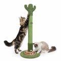41.5" Cactus Cat Scratching Post, Heavy Duty Sisal Scratcher with Interactive Ball & Grooming Brush, Stable Anti-Tip Cat Tree for Indoor Cats & Large Cats
