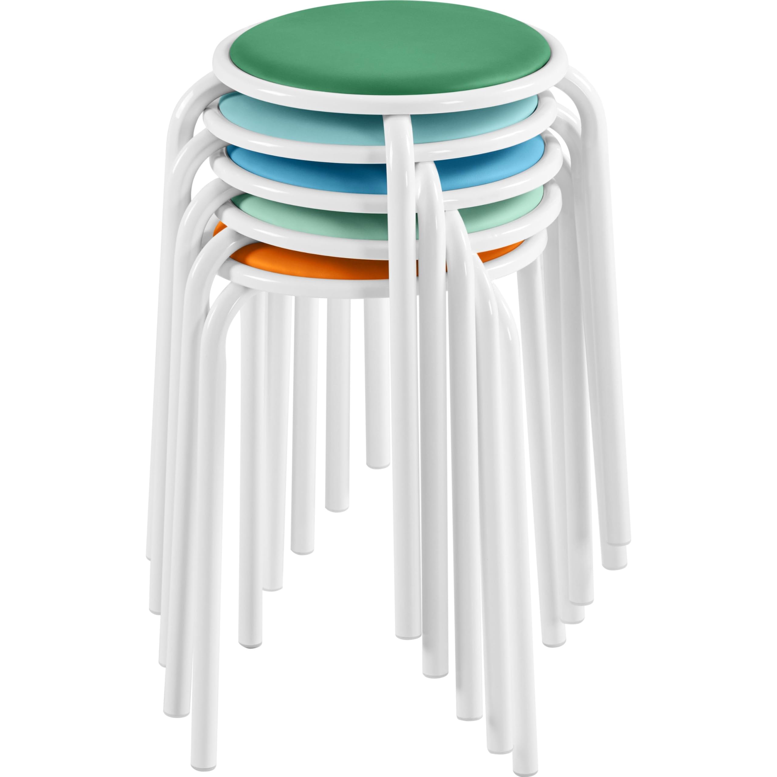 Yaheetech Padded Stackable Stools Set of 5, Classroom Seating, Pastel Tones, 11.81x11.81x17.91“, Multicolor 2