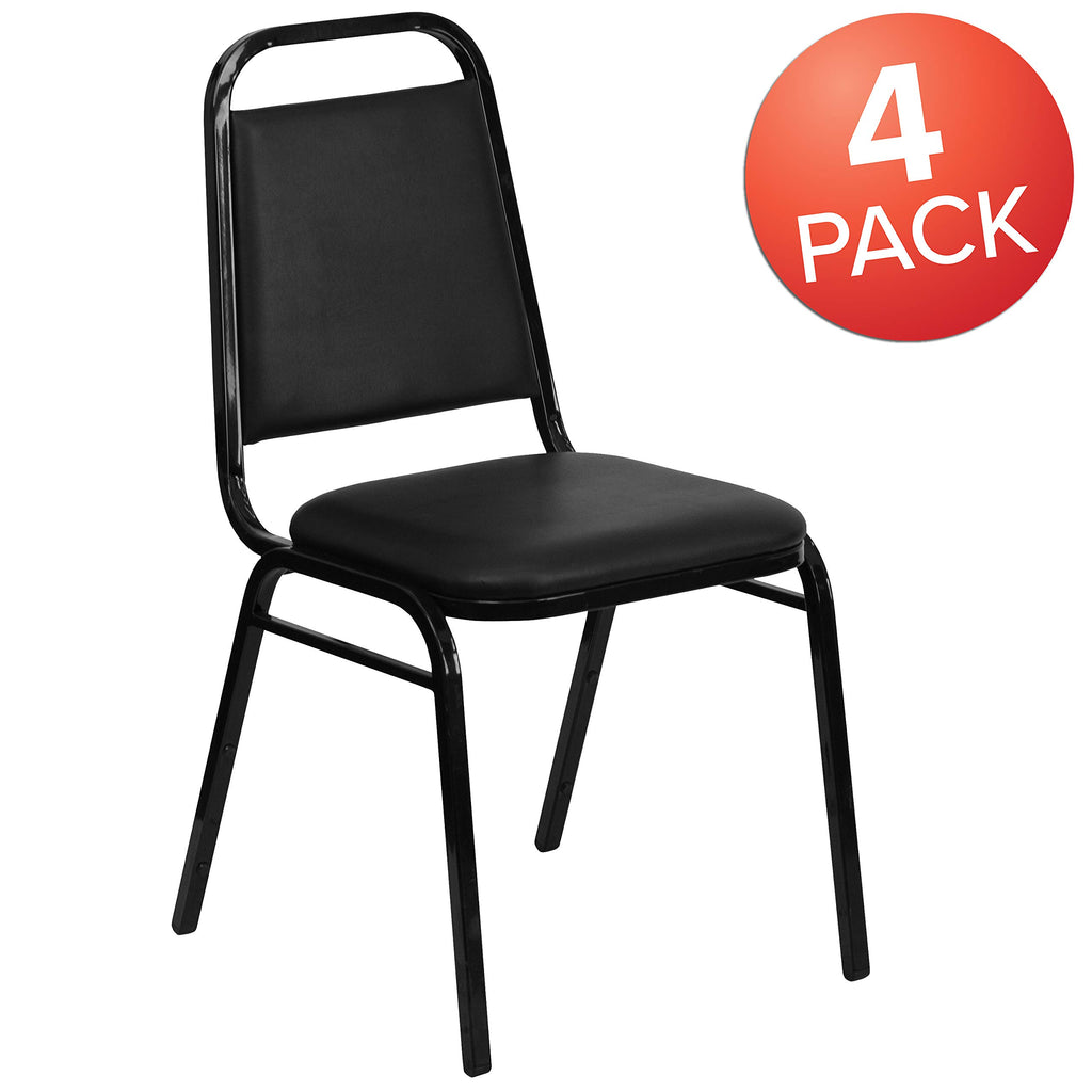 Flash Furniture Hercules Vinyl Banquet Chair, Black, 4-pack, Set of 4, Black Vinyl/black Frame