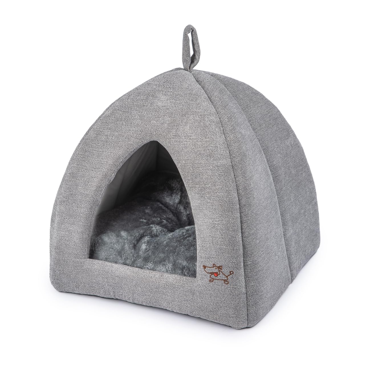 Best Pet Supplies Cat Bed for Indoor Cat, Domed Tent House with Removable Pillow, Covered Cat Cave for Small Dog, Puppies and All Breeds of Cats - Gray, 20 x 20 x H:22"
