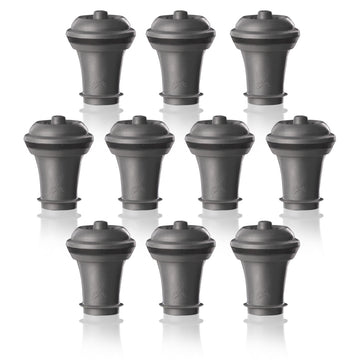 Vacu Vin Wine Stopper Set – 10 Pack Wine Bottle Stopper Cork Alternative – Vacuum Wine Stoppers for Wine Bottles – Reusable Rubber Bottle Stoppers for Wine Saver Pump – Gray