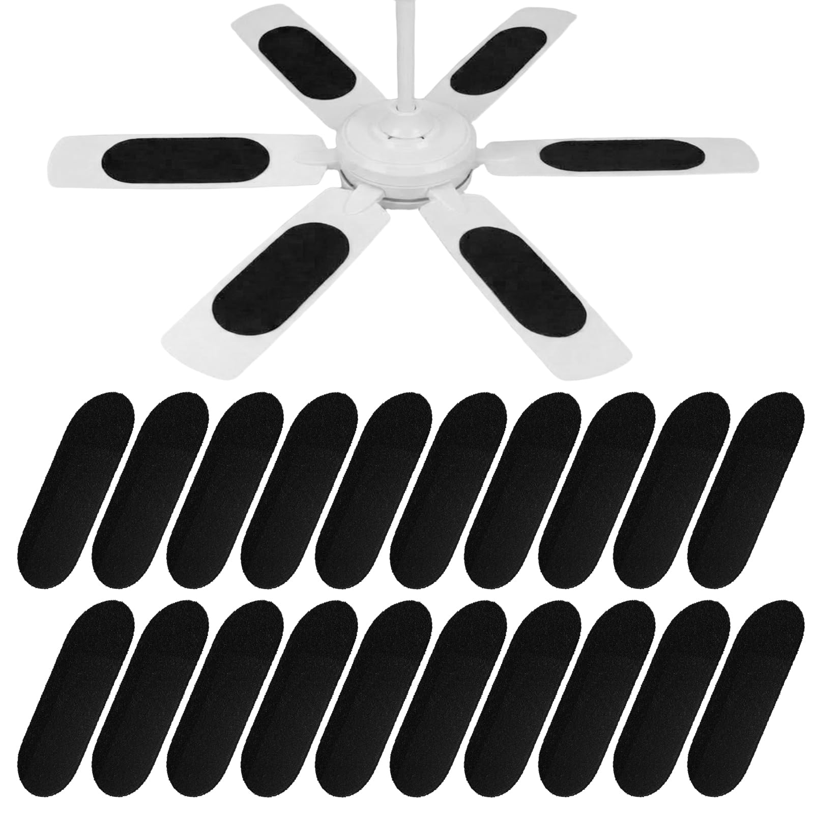 venshun 20 Pack Ceiling Fan Filters for Blades, Activated Coconut Carbon Fan Filter Pad, Universal Ceiling Air Filters Dust Catcher for Common Household Contaminants (Black-20PCS)