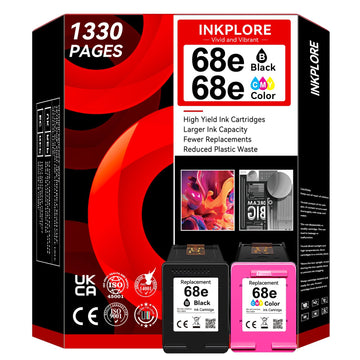 High Yield 68e (68XL) Ink Cartridges Replacement for HP 68 Ink Cartridges Black/Color Comco Pack Compatible for HP Envy 6155e 6555e 6155 6100e 6500e 6555 6100 6500 Deskjet 4327 2923 2955 4355 Printer