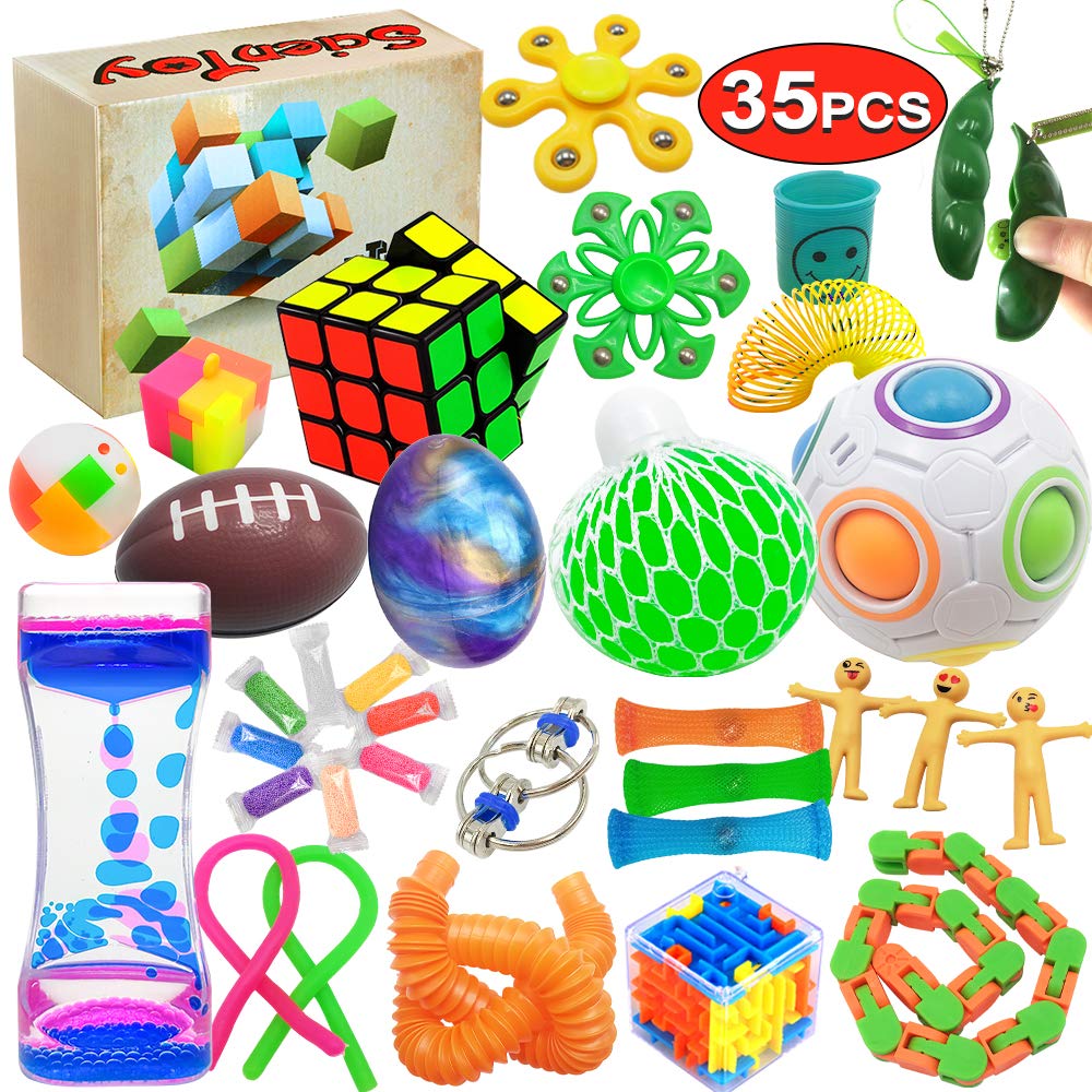 Fidget Toy Set, 35 Pcs Sensory Toy for ADD, OCD, Autistic Children, Adults, Anxiety Autism to Stress Relief and Anti Anxiety with Motion Timer, Perfect for Classroom Reward with Gift Box