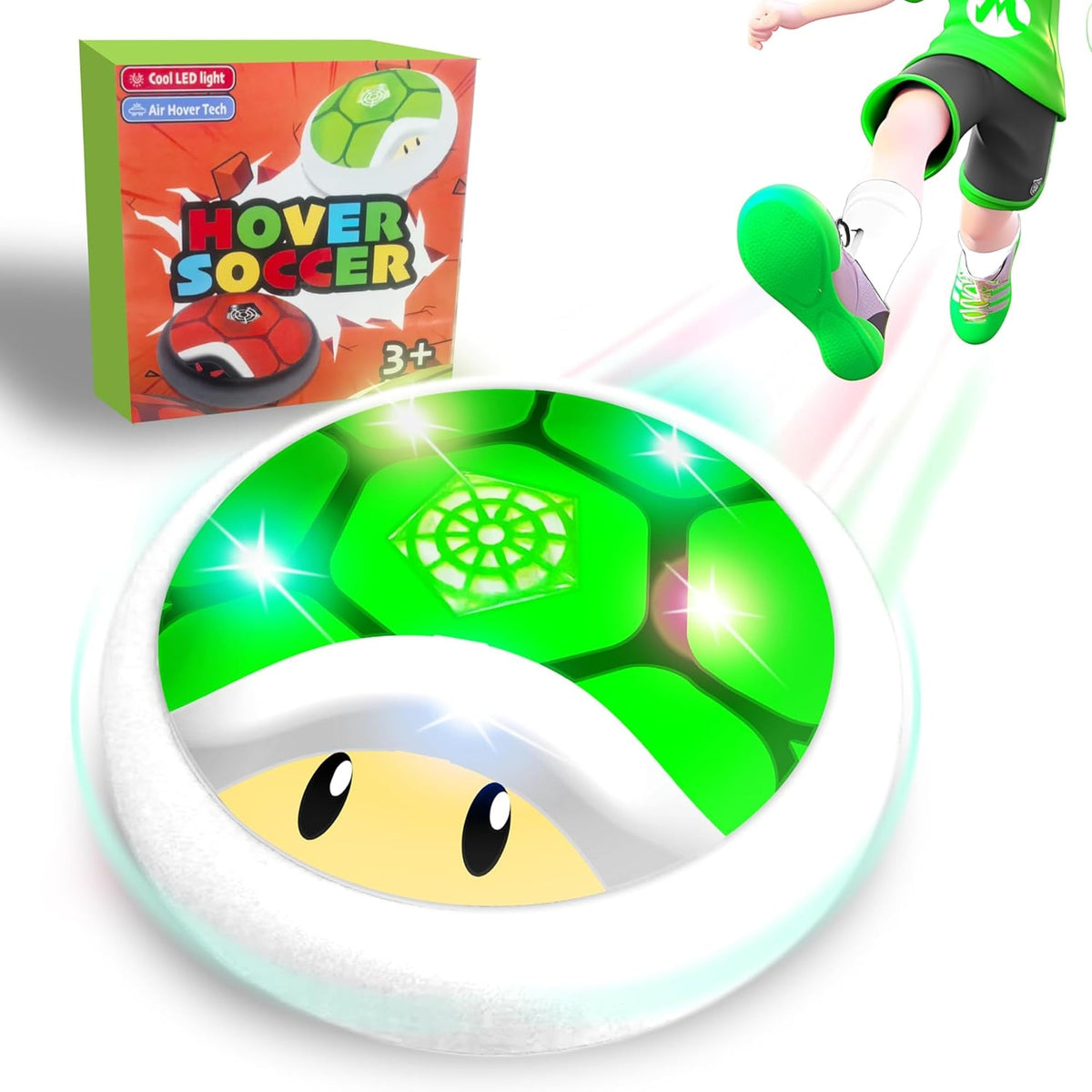 Boys Toys Gifts, Hover Soccer Ball with LED Lights, Indoor Soccer Toys Games, Turtle Shell Toys for Kids Ages 3-12, Kids Boys Christmas Birthday Gifts, Air Floating Ball