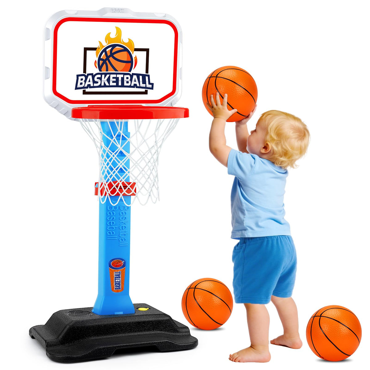 Toddler Basketball Hoop for Kids 1-3, Mini Adjustable Basketball Hoops Indoor with Balls Outdoor Pool Basketball Goal Sports Play Toys for 1 2 3 year old Baby Boys Girls First Birthday Gifts Age 1-2-3