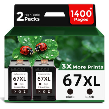 67XL Black Ink Cartridges Replacement for HP 67 XL HP67 HP67XL(2 Pack)for DeskJet 2700 2700e 4100 6400 4155e 2755e 6000 2855e 2827e 2752e 4100e 6458 6455e 4152 6055e 6052e 4152e 2742e 6400e Printer