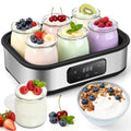 Yogurt Maker with Adjustable Temperature & 48H Timer - 6 Glass Jars for Homemade Probiotic Yogurt, for Family Wellness & Healthy Diet Lovers