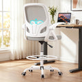 Kensaker Drafting Chair Tall Office Chair, Ergonomic Standing Desk Chair with Adjustable Foot Ring and Flip-up Armrests, Mesh Computer Chair