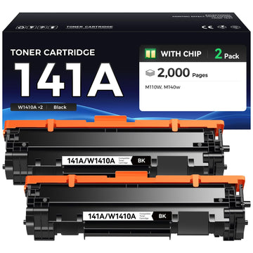 141A Toner Cartridges with Chip - Replacement for HP 141A W1410A Toner Cateridge - Compatible with LaserJet M110w MFP M139w M140w Printer (Black, 2 Pack)