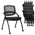 Clatina Stackable & Foldable Conference Chair with Wheels, Ergonomic Mesh Back,300lbs Capacity, Breathable Padded Seat, Armless Office Chair