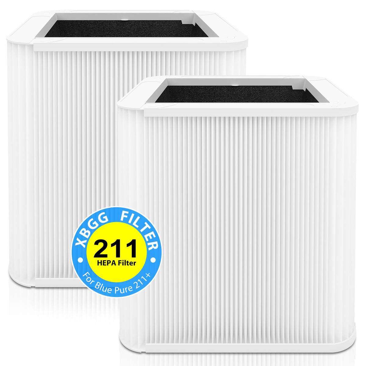 211+ Replacement Filter Compatible with Blue Pure 211 Air Purifier Series, 2-in-1 Filtration System of H13 True HEPA and Activated Carbon Filter, 2 Pack