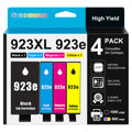 923e 923XL Ink Cartridges (with Chip) Compatible with HP 923 Ink Replacement for HP OfficeJet Pro 8120e 8122e 8130e 8125e 8135e 8138e 8139e Printer (BK/C/M/Y)