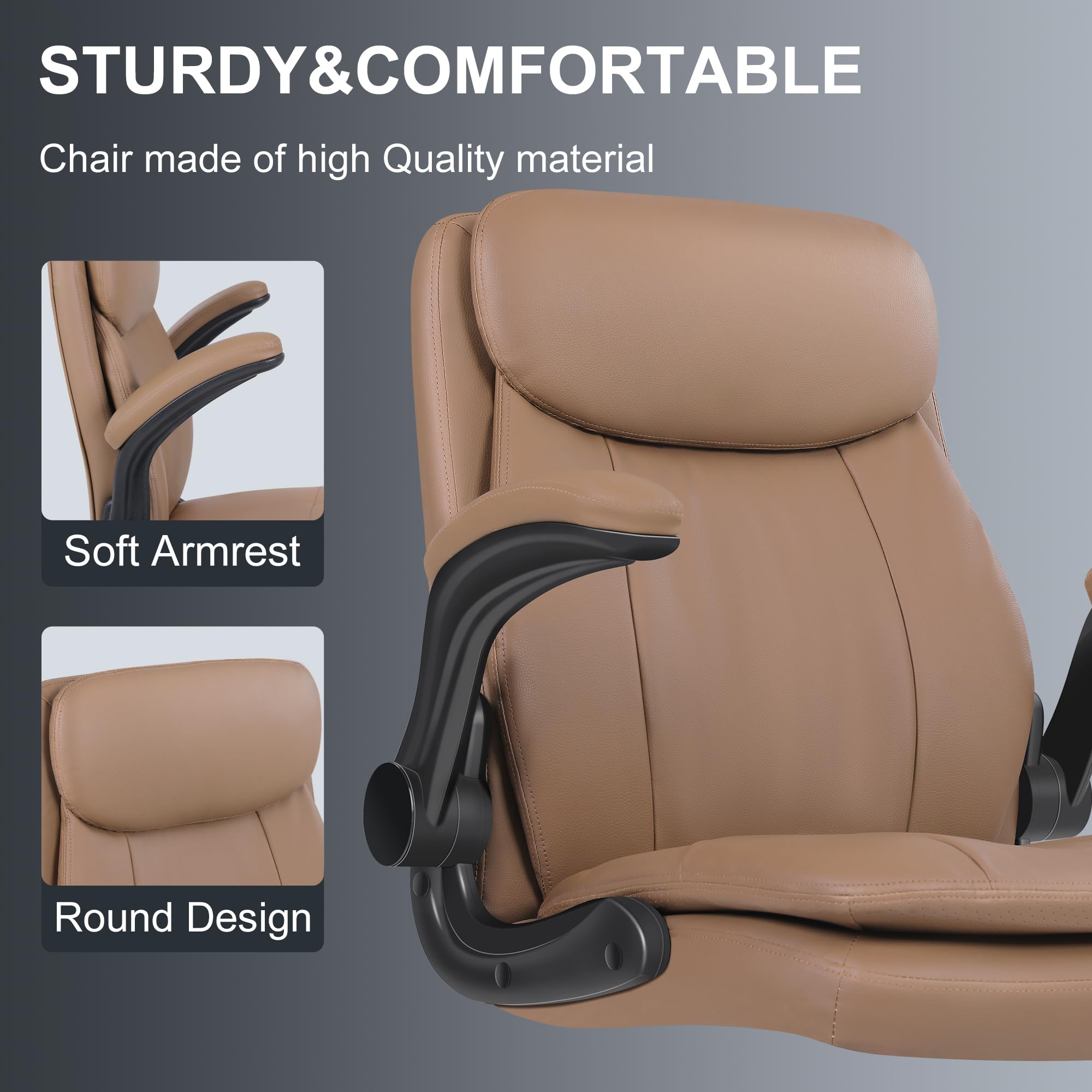 Misolant Leather Drafting Chair, Tall Office Chair for Standing Desk, High Executive Office Chair with Adjustable Height and Flip-up Armrest