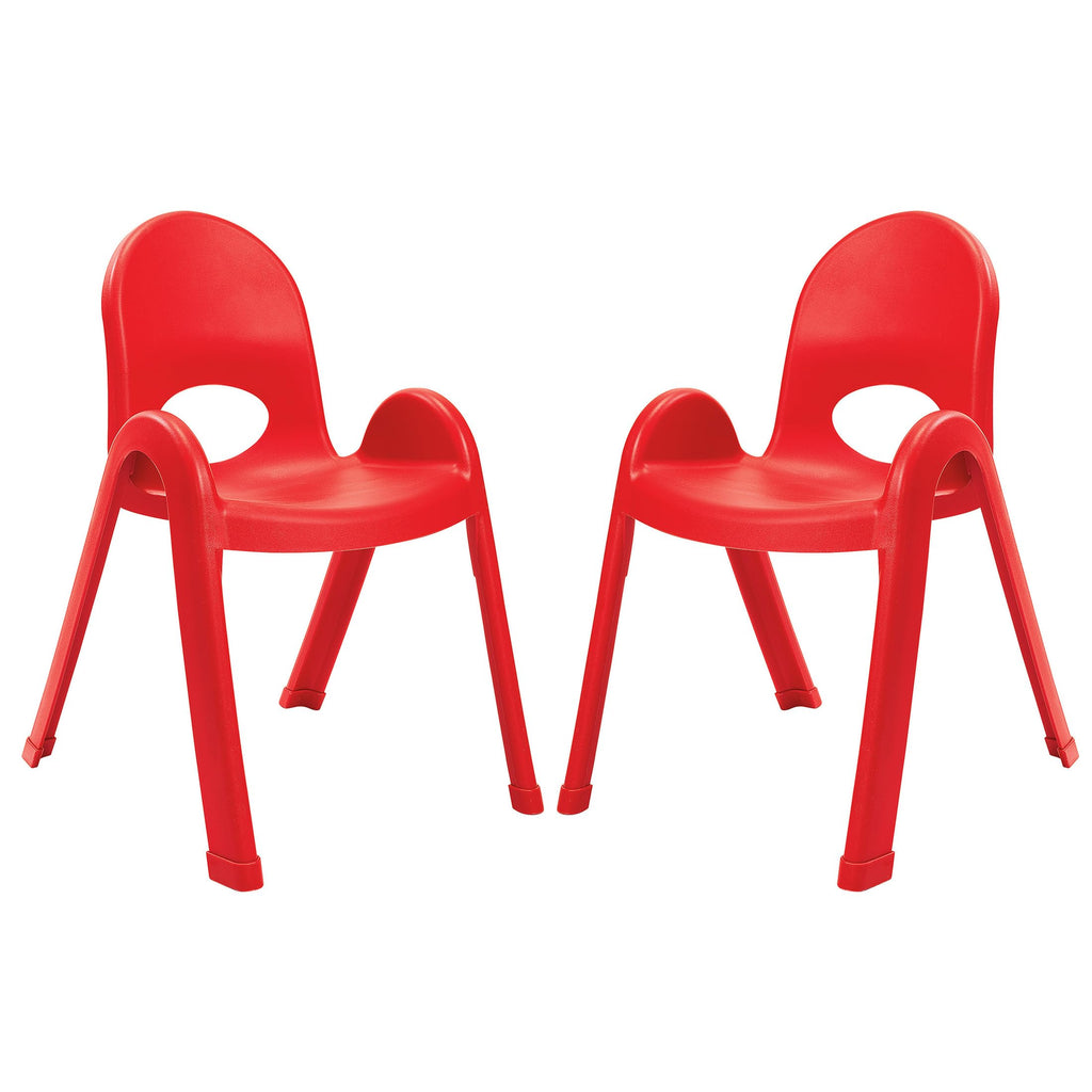Children’s Factory Value Stack 13" Child Chair, Candy Apple Red, 2 Pack, Stackable Ergonomic Seating Solution for Classrooms and Homeschools