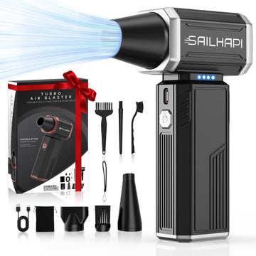 Powerful Air Duster, Rechargeable Blower, Turbo Fan, Barber Gifts | 300000RPM, Handheld Fast Clean, for Computer Accessories, PC Gamers, Carpenter, Laptop, Desk & Snow Removal, Gadgets for Men