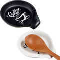 Koluti 2 Pieces Silicone Coffee Spoon Rest, Small Spoon Coffee Stirrers Teaspoon Holder for Countertop, Cute Spoon Buddy Coffee Accessories Bar Station Décor, 3.6”L x 3.5”W x 0.6”H, Black & White