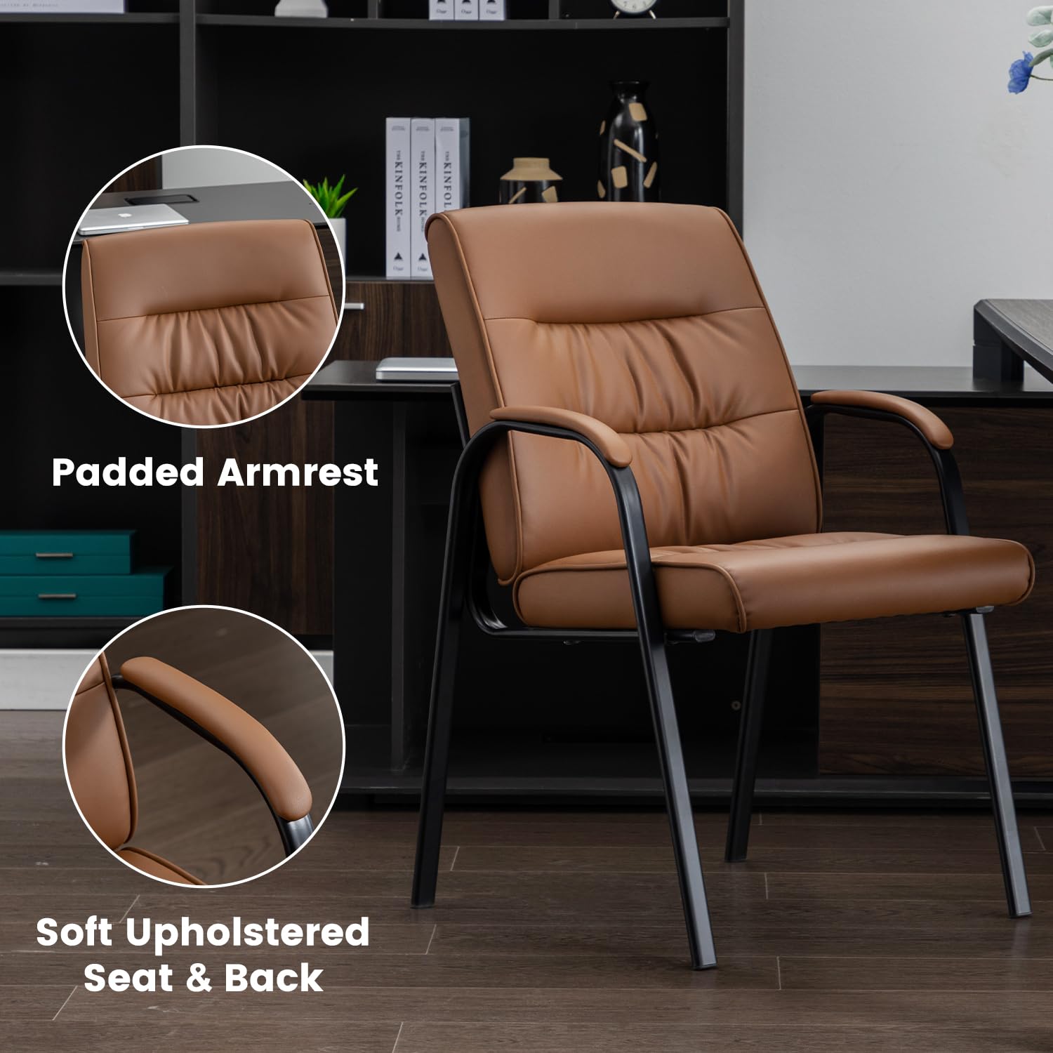 Boiskom Office Guest Reception Chair Set of 8, Conference Room Chairs Waiting Room Chairs 8 Pack, Modern Leather Office Desk Chair No Wheels.
