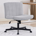 Lukkdys Criss Cross Chair with Wheels, Wide Cross Legged Desk Chair, Comfy Fabric Vanity Chair for Home Office Bedroom, Adjustable Armless