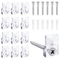 22 Sets of Mirror Holder Clips Kit,Crystal Clear Plastic Mirror Clip,Mirror Holder Clips Glass Retainer Clips Kit,Mirror Hanging Kit with Screws and Fixed Mirror Box Door(Classic Style)