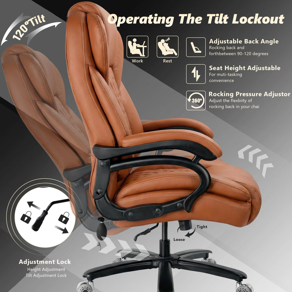 Famsway 600lbs Big and Tall Office Chair with Pocket Spring Cushion, Heavy Duty Office Chair for Low Back Pain Relief, Large Executive Office